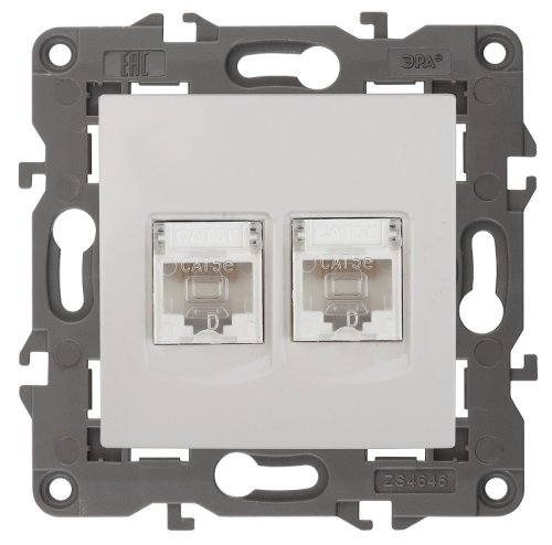 Розетка компьютерная без рамки Эра Elegance 2-м. RJ45+RJ45 5e белый картинка
